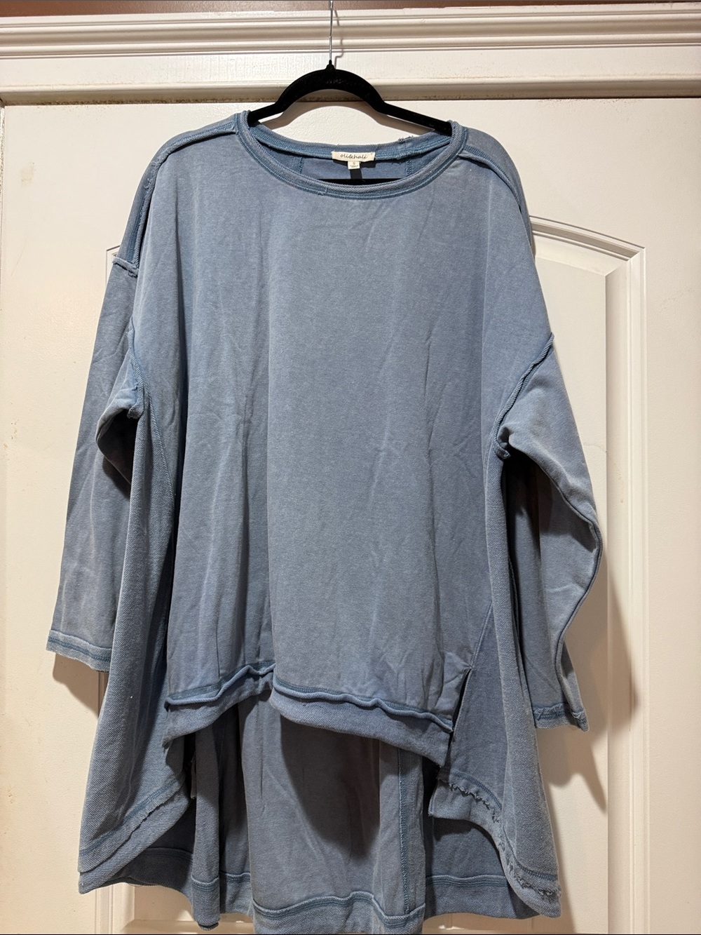 Oli & Hali Soft Washed Sky Blue Oversized Tunic Sweatshirt